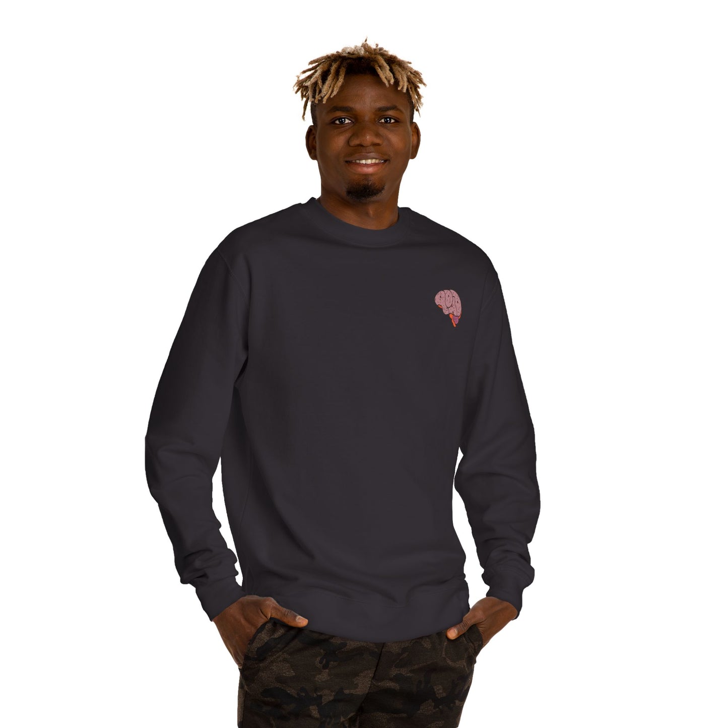 Dopamine Fiend Crewneck Sweatshirt - Retro Brain Graphic